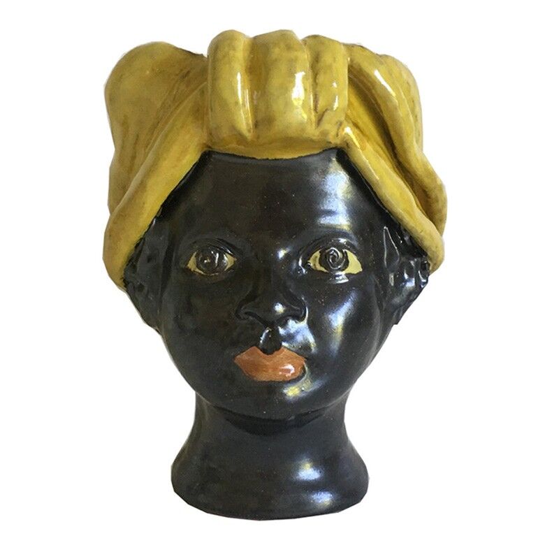 Mini yellow woman head vase