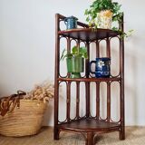 Vintage rattan corner shelf