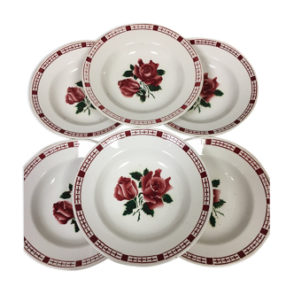 6 assiettes creuses Digoin Sarreguemines modèle Saverne