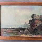 Animated marine painting of a boat at the end of the 19th century and the beginning of the 20th century