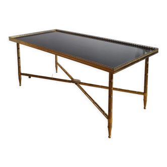 Table basse vintage laiton et verre