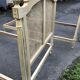 Pair of twin bed Louis XVI caned painted patinated