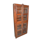 Ancienne vitrine en tek birman avec 4 portes vitrées