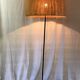 Black metal tripod lamppost and sisal-mid lampshade, 20th
