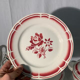 Art Deco pink earthenware service by Badonviller, porcelain, circa 1930