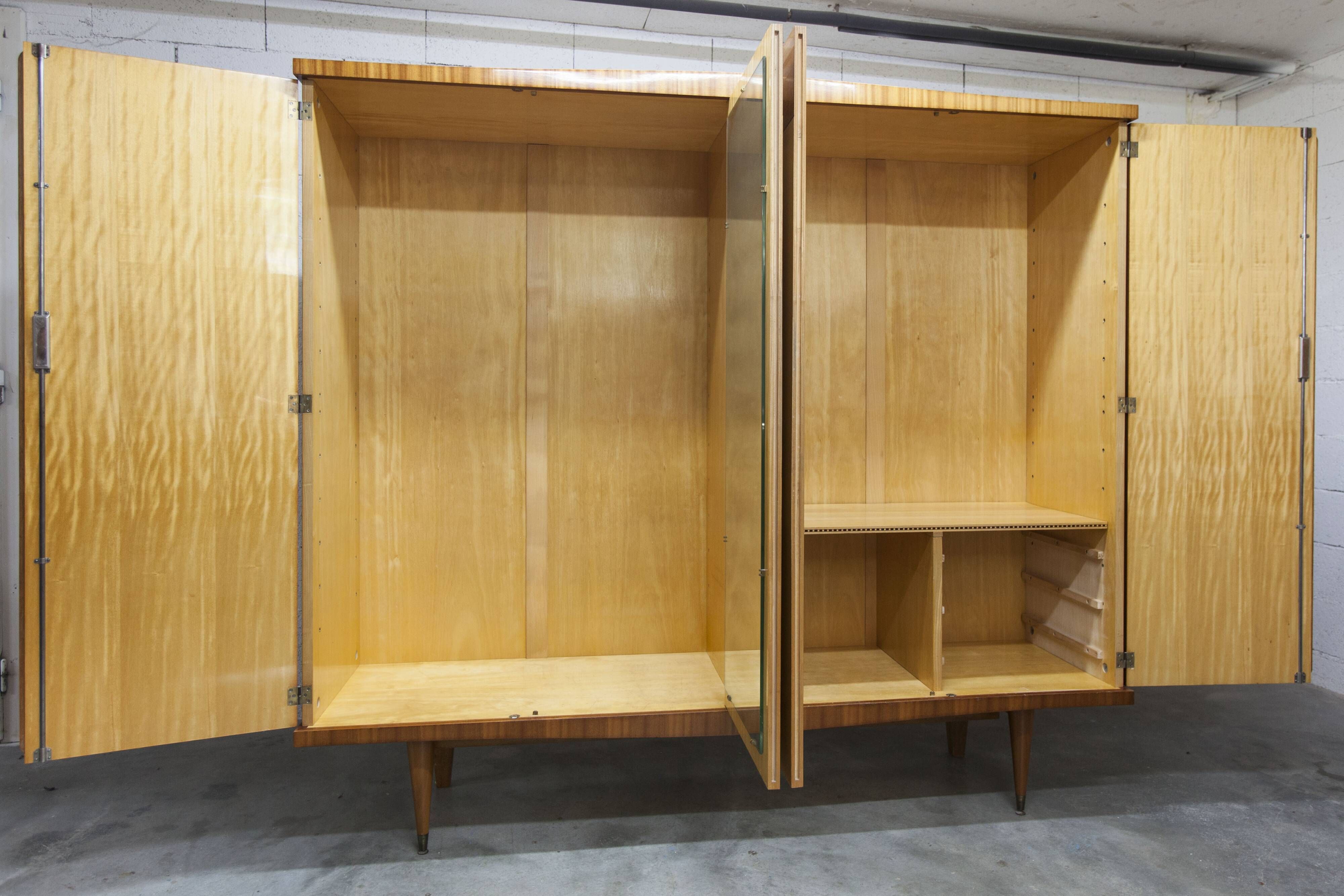 1960 Scandinavian wardrobe, atypical blond wood varnished, 4 doors 3
