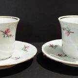 Paire de tasses à café en porcelaine de Couleuvre XXème