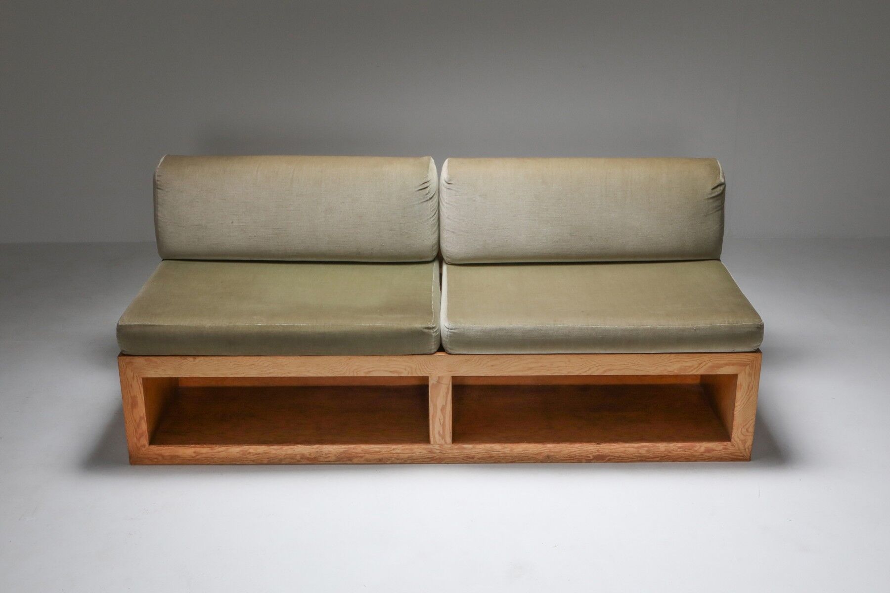 1960 Pine and Velvet Love Pitch Sofa