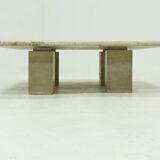 Mid Century Italian Modern Travertine Coffee Table 1970s