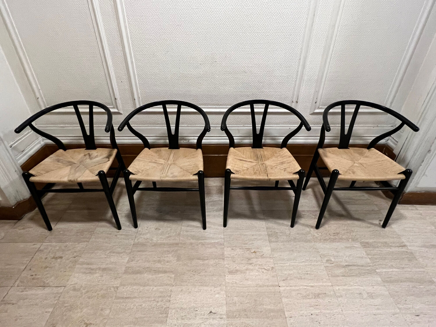Set of 4 CH24 Wishbone chairs by Hans Wegner for Carl Hansen.