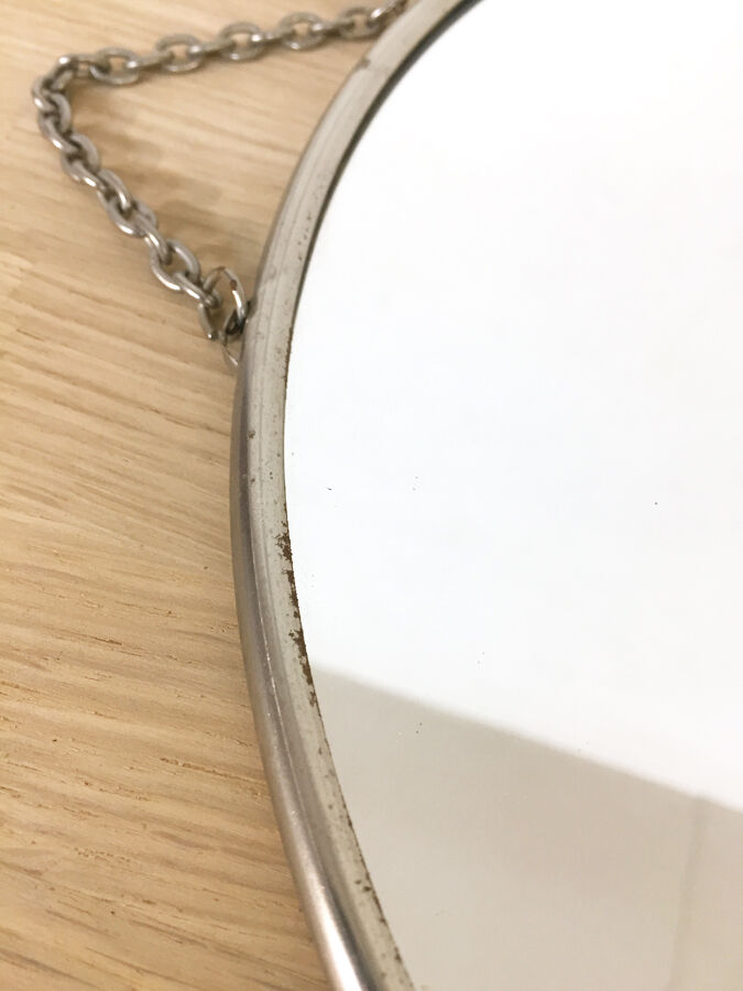 Chrome round mirror 1950 29x33cm