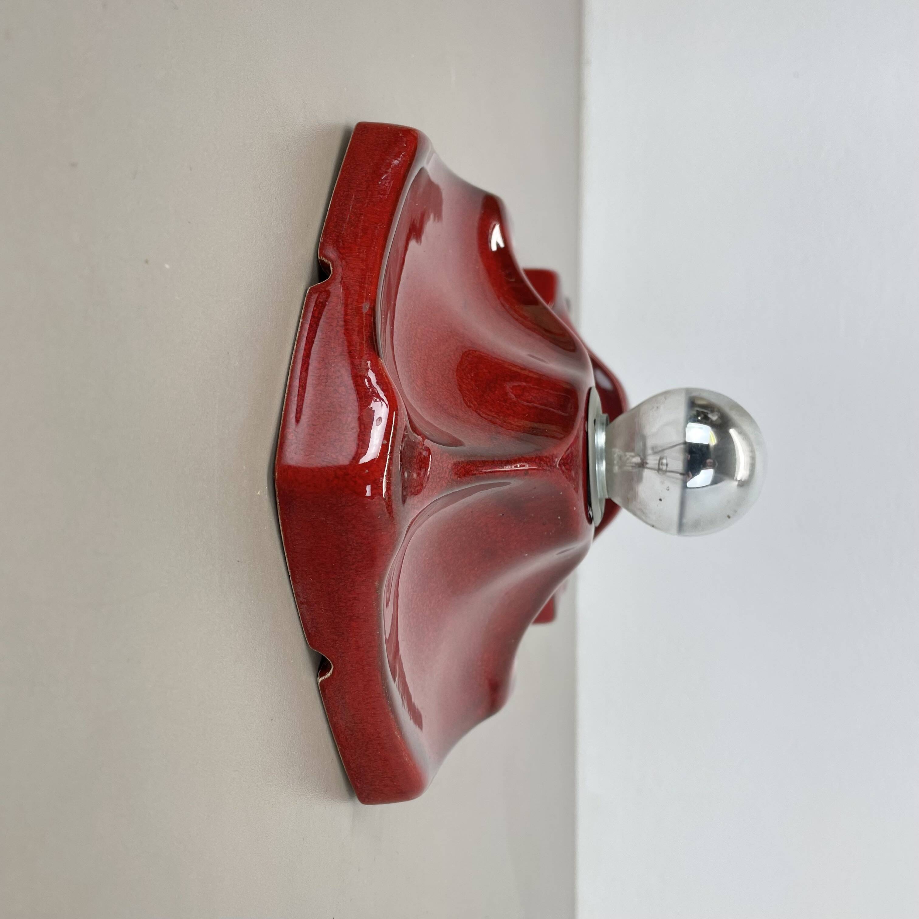 Set of Two SPACE AGE Ceramic Fat Lava Wall Lights by Hustadt Lights Germany