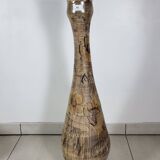 Large La Roue Vallauris ceramic vase, French, beige flower decor, 1975