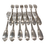 12 silver-plated metal table forks by Ravinet & Cie, Empire 81.