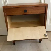 Mid-century teak bedside table, Scandinavian style, brand MDK.