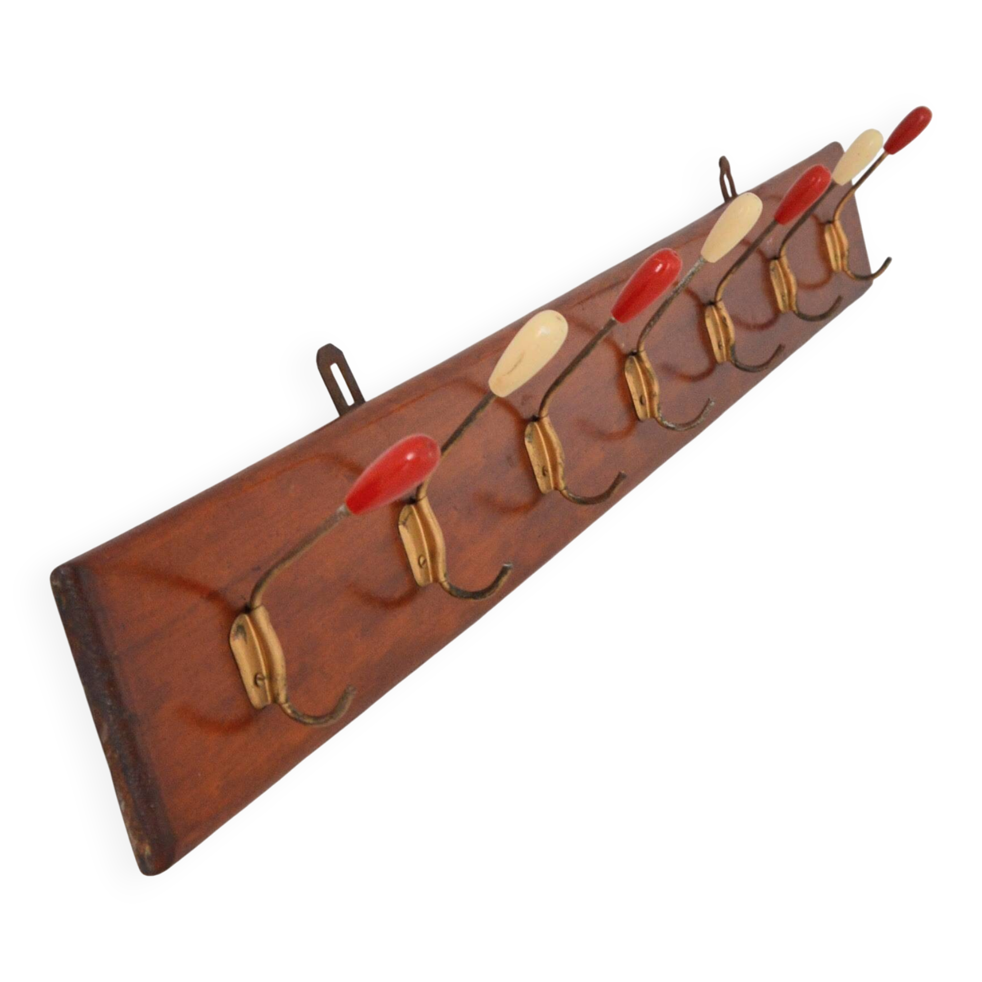 Large 1950s vintage wall-mounted coat rack
