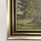 Painting "Trees on the edge of a pond", A.Beauvarlet, Oil on wood