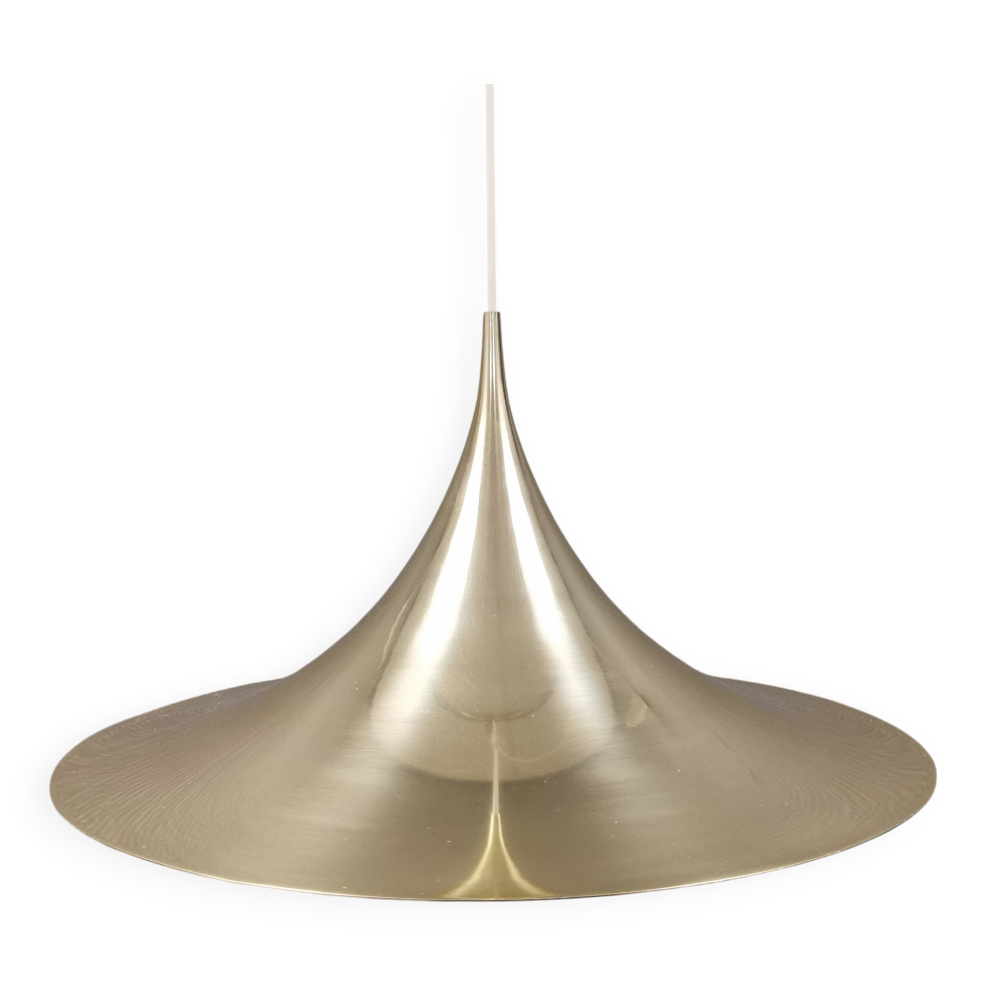 Golden semi hanging lamp, designed by bonderup & thorup Denmak 1974