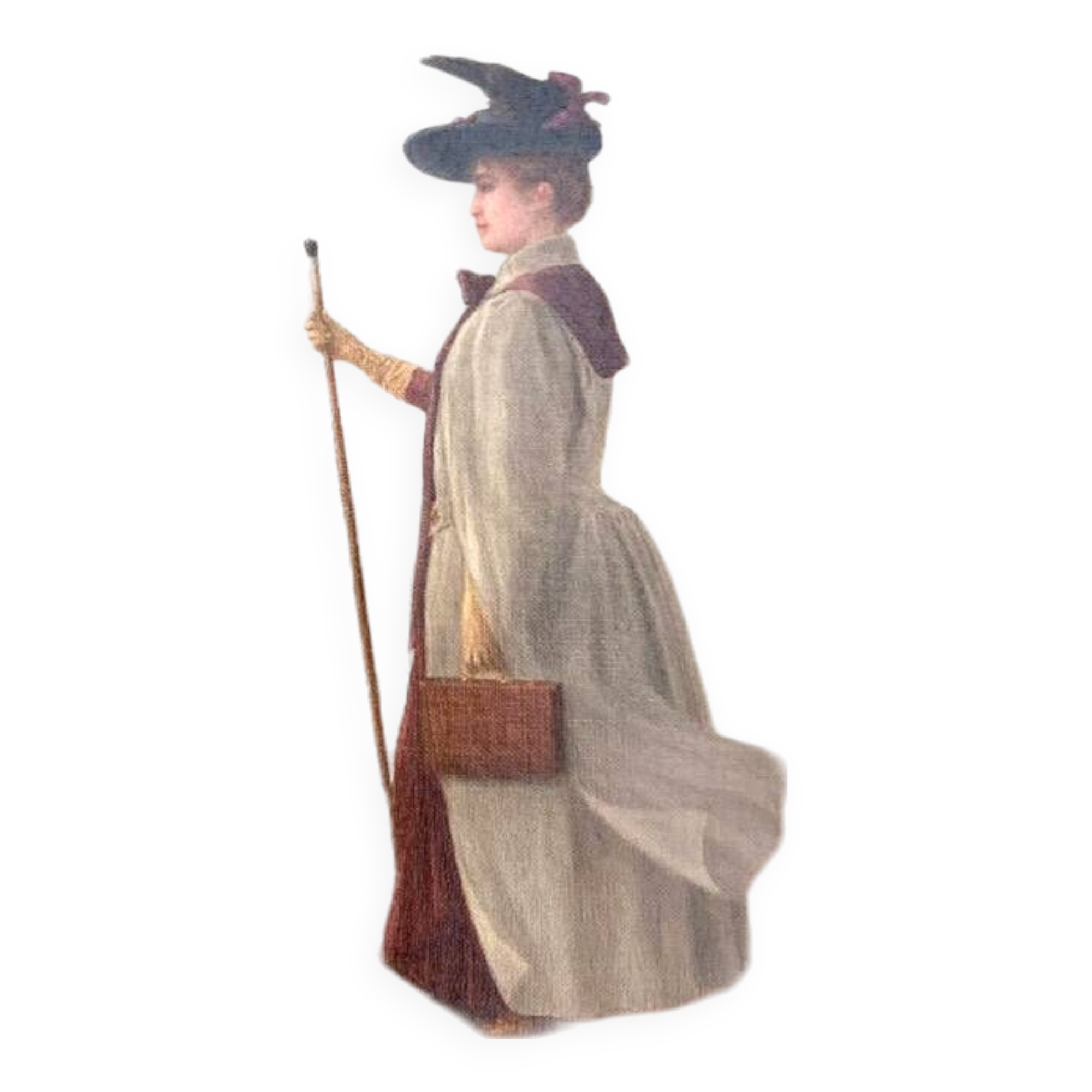 Old painting - The lady with the hat and the sea - 1890