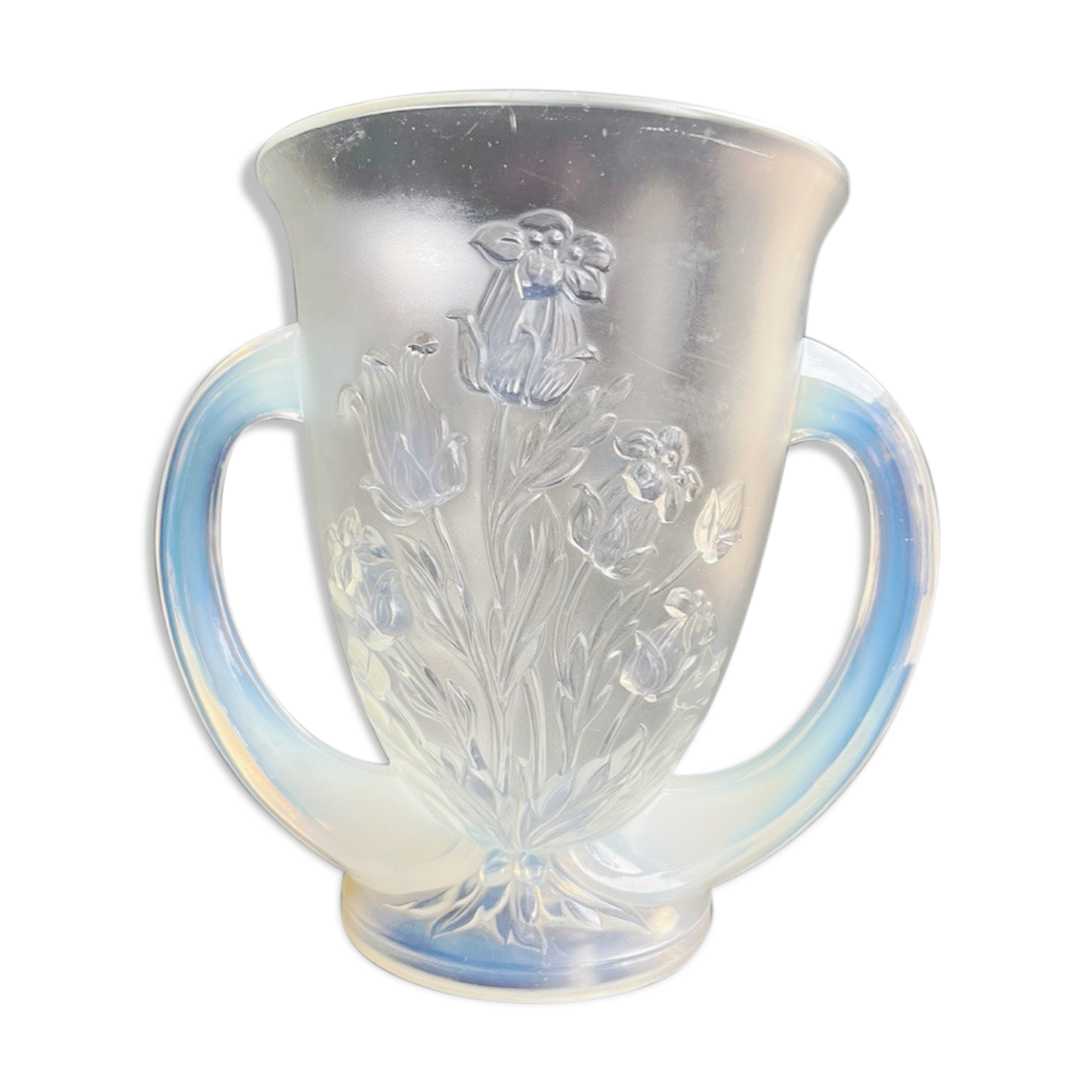 Large vase with 2 Art Deco handles signed Verlys