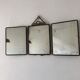 Mirror triptych Barber brass nickeled vintage 1920, 28x67cm