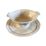Porcelain gravy boat stamped Sarreguemines France, Chatenois model