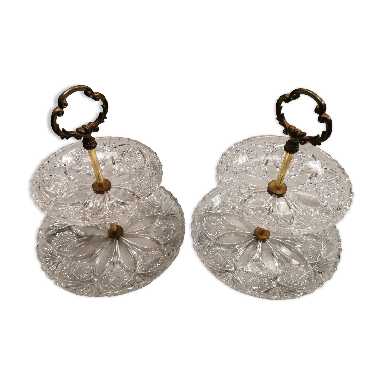 Ancient pair of cut glass table servants