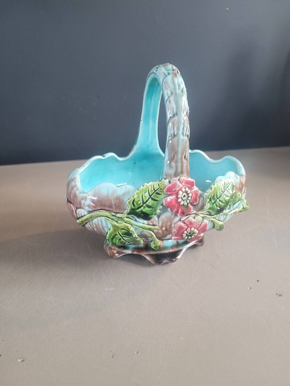 Antique slip basket pot