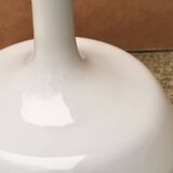 Large white ceramic lamp with raffia shade, 1970s