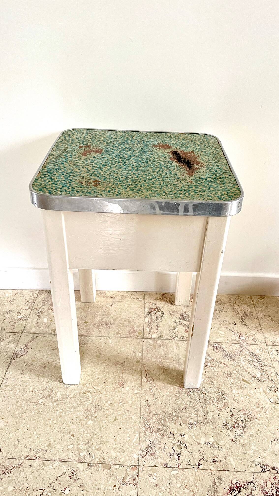 Vintage wooden trunk stool