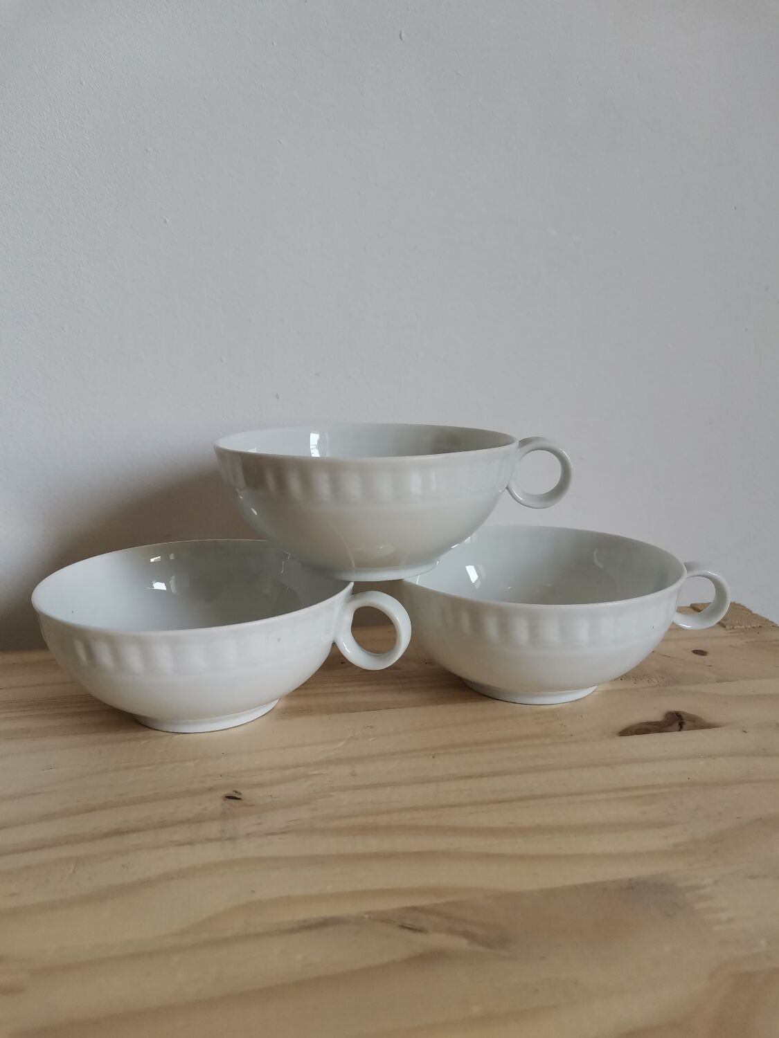 Set of 3 cups in porcelain from Limoges vintage France B&C