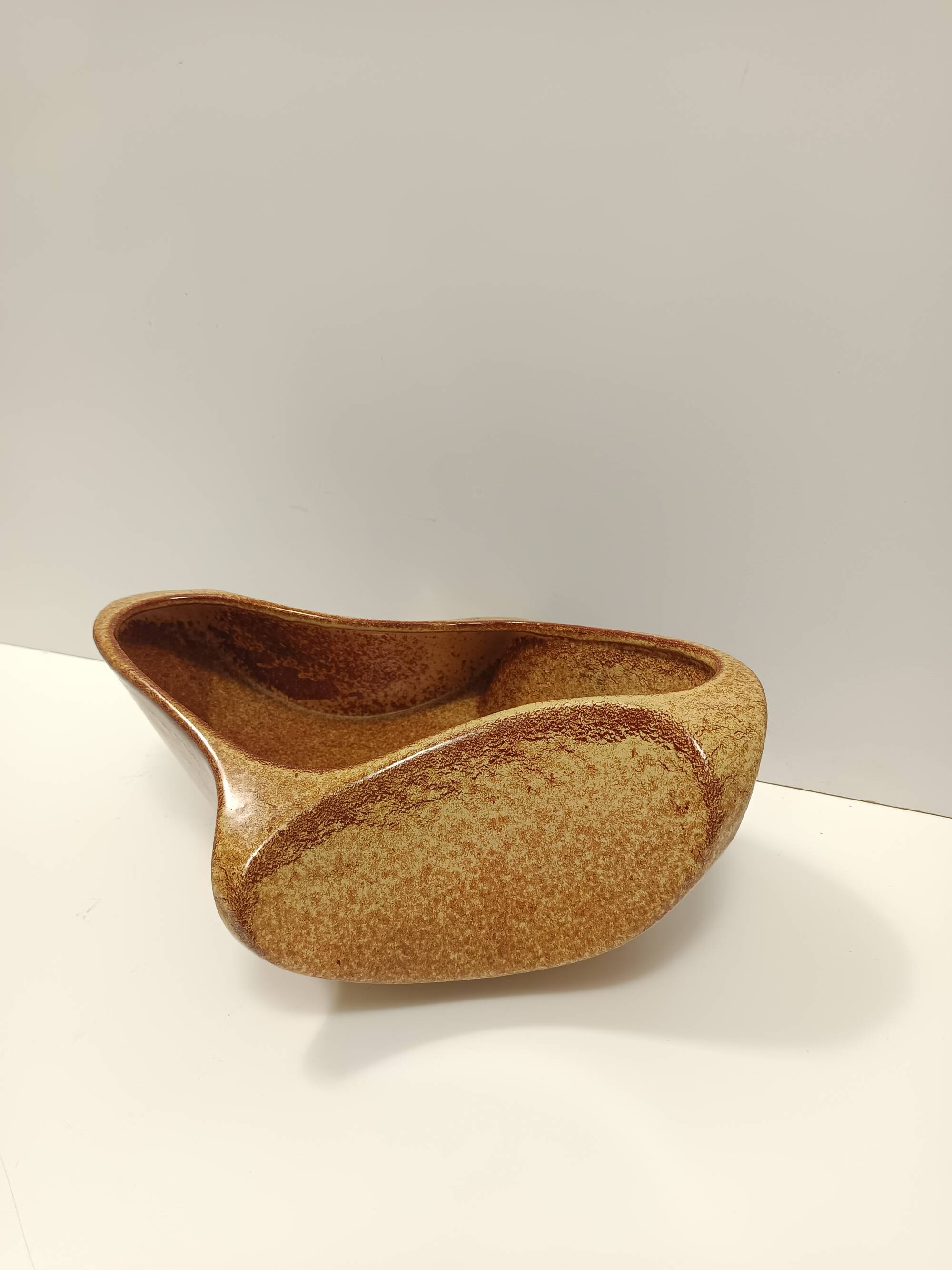 Brown Glazed Ceramic Trinket Bowl - Centerpiece by Bertoncello, Italy