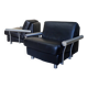 pair of armchairs, black leather & stainless steel, 1990