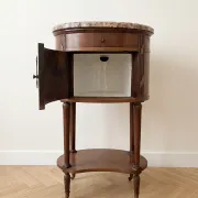 Louis XV style bedside table in wood and marble