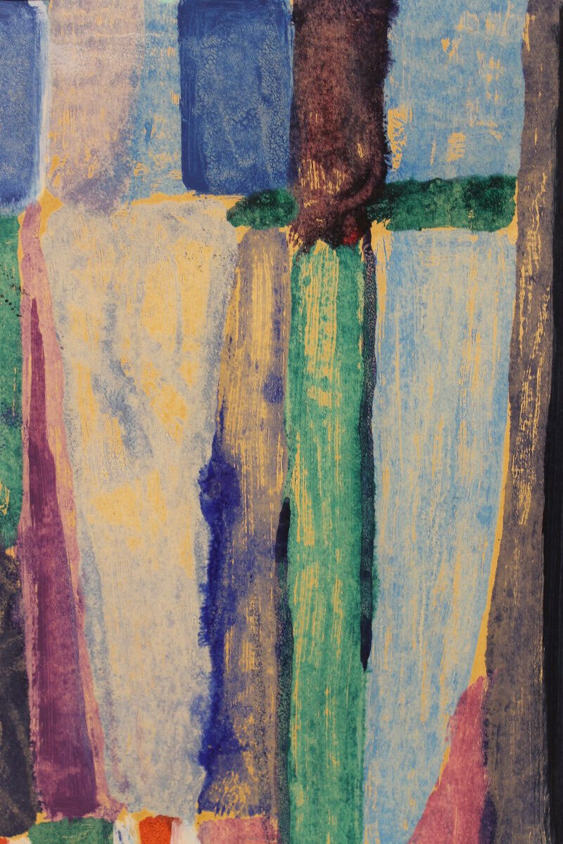 Gouache abstraite sur papier signée - des années 60/70