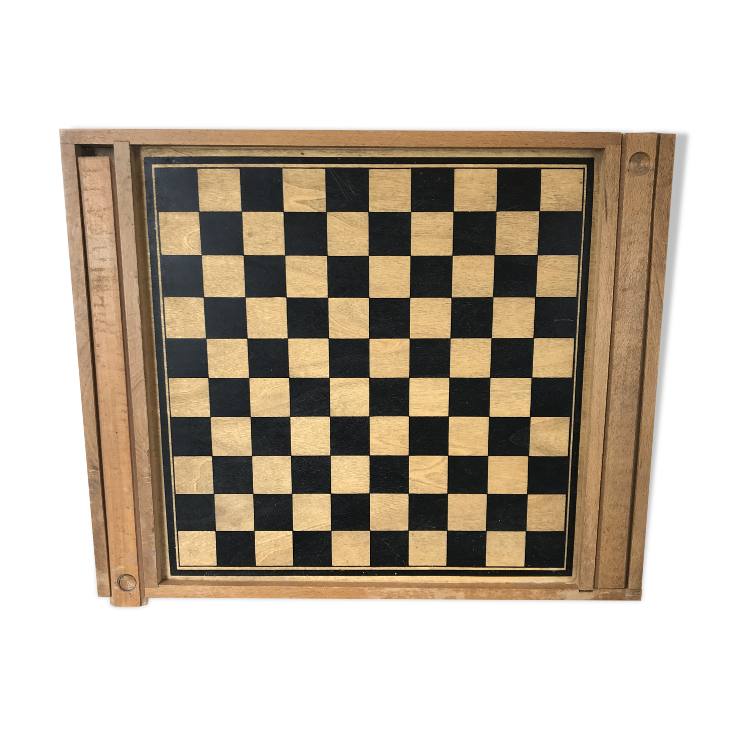 Ancien plateau jeu &chec & jeu de l’oie bois