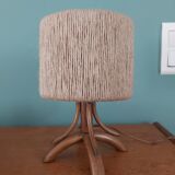Vintage wood and rope lamp