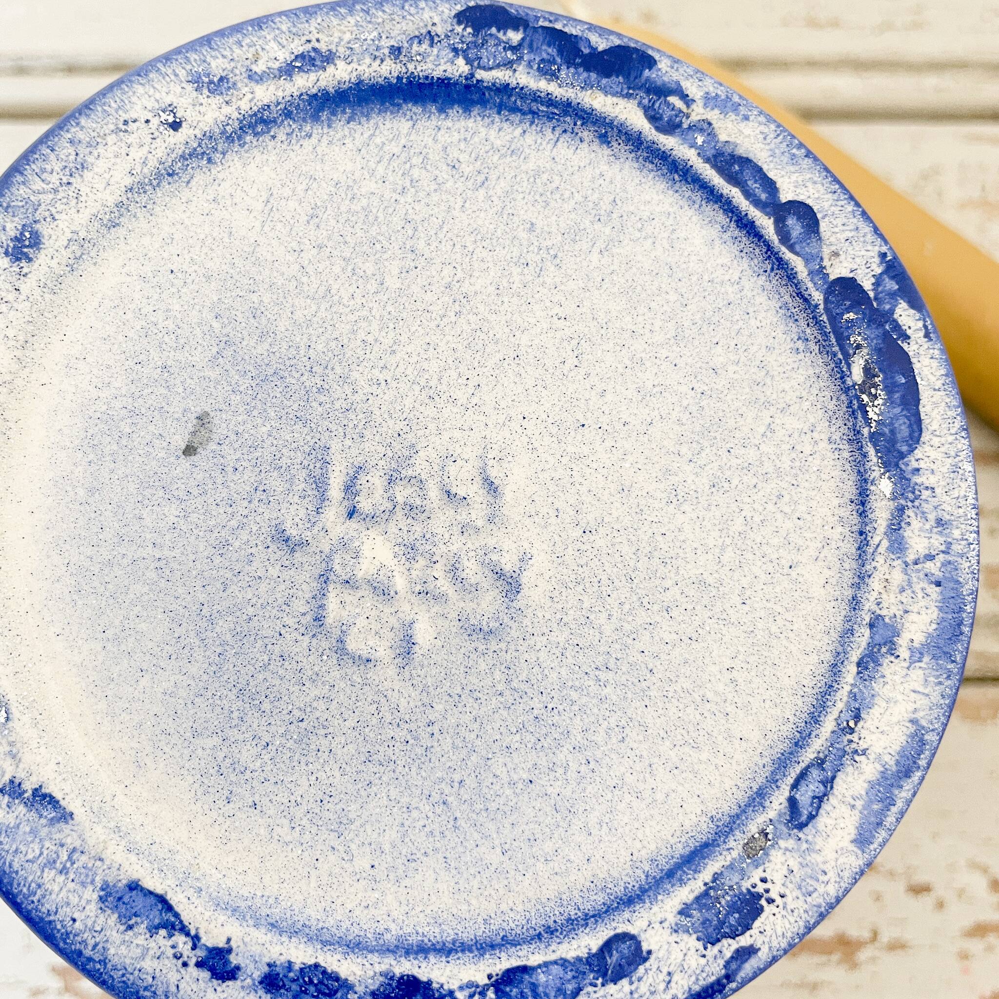 photo blue ceramic candle holder