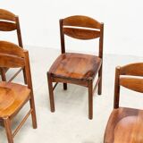 Set of six brutalist french dining chairs.