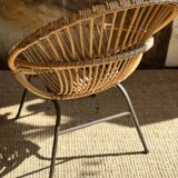Wicker shell armchair