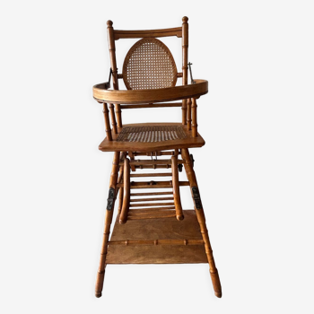 Chaise haute modulable en cannage Eugène Vincent