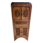 Meuble Art déco français en chêne avec plateau en marbre, circa 1930