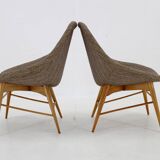 1970s Pair of Shell Beech Chairs, Czechoslovakia