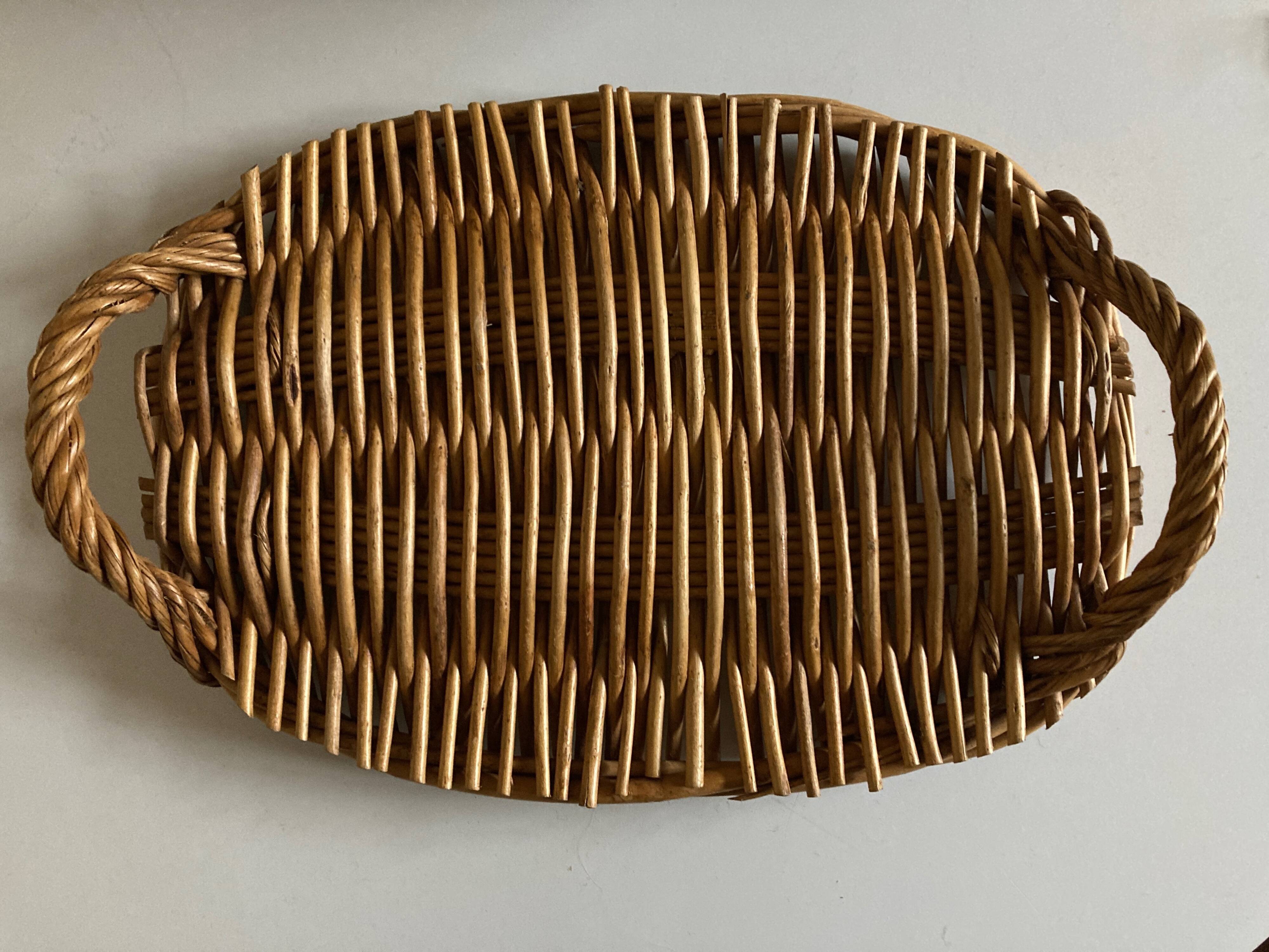 Woven wicker cheese board 1970