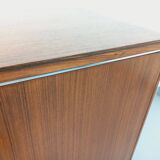 Vintage modernist enfilade in rosewood and chrome metal from the 60s and 70s.