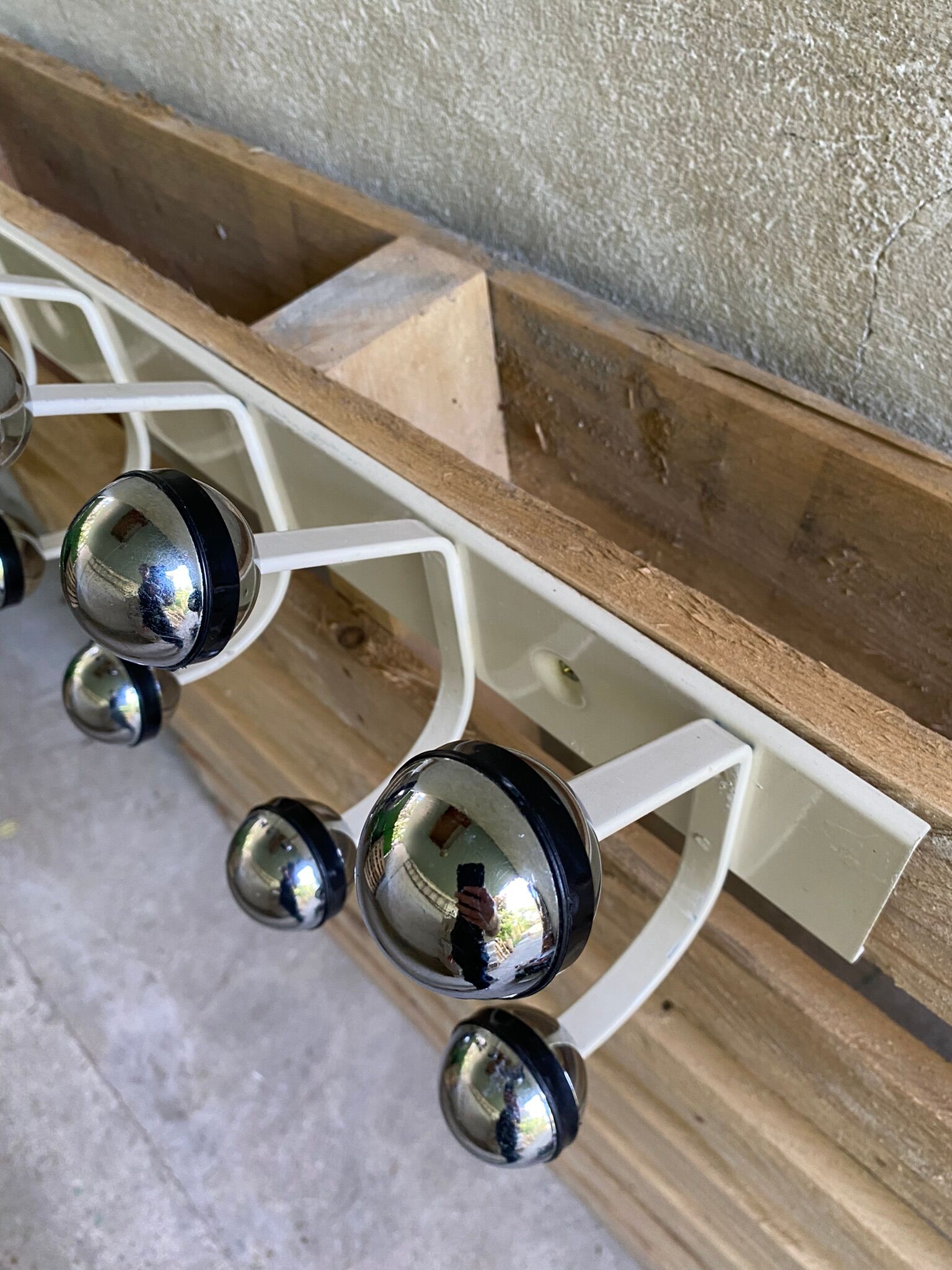 Vintage wall coat rack, Ten hooks, 70s