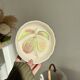 Pair of vintage hollow dessert plates in hand-painted slip, peach and fig fruit pattern