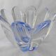 Orrefors Mayflower - Vase 8 Pétales De Cristal Reflets Bleus Vintage