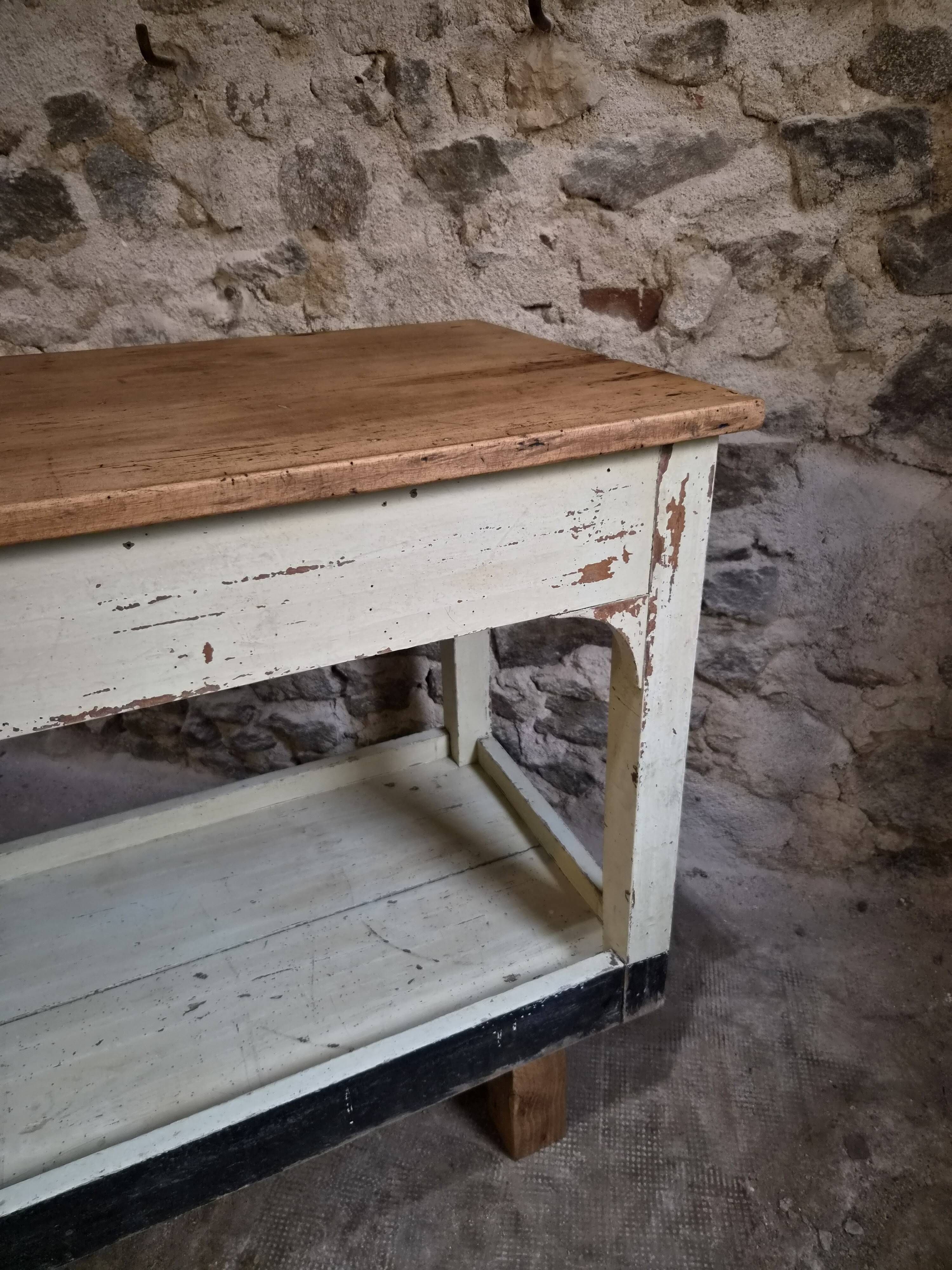 Table de drapier vintage / Îlot de cuisine – Années 1930