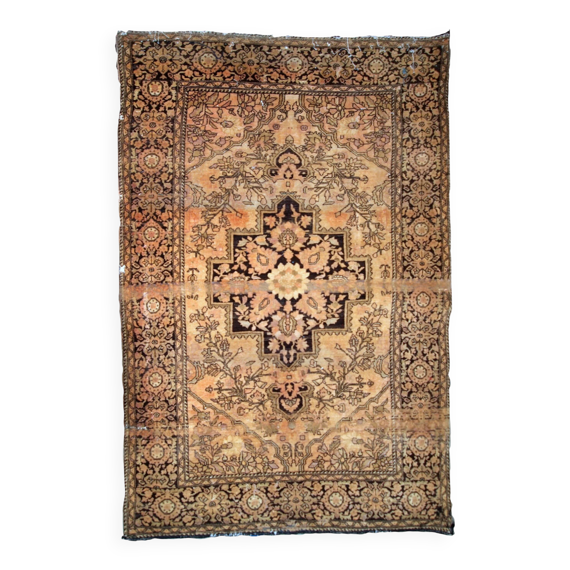 Handmade antique Persian Sarouk Farahan 3.4' x 5.3' (103cm x 161cm) 1880s - 1B733